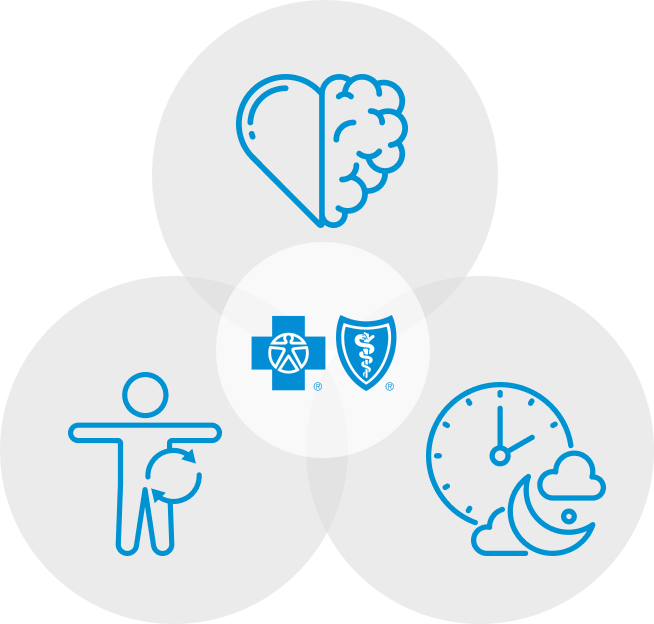 Icons of heart health, metabolic health, and sleep quality