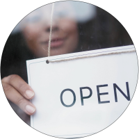 Open for business sign