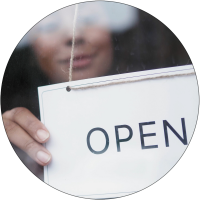 Open for business sign