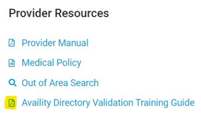Provider Directory Validation Tool Reminder